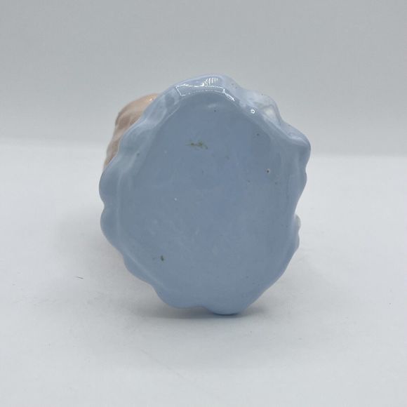 Vintage 50's Glamour Girl Lady Head Vase Blue W/ Gold Gilt Flowers Planter. Flaw - Picture 6 of 6